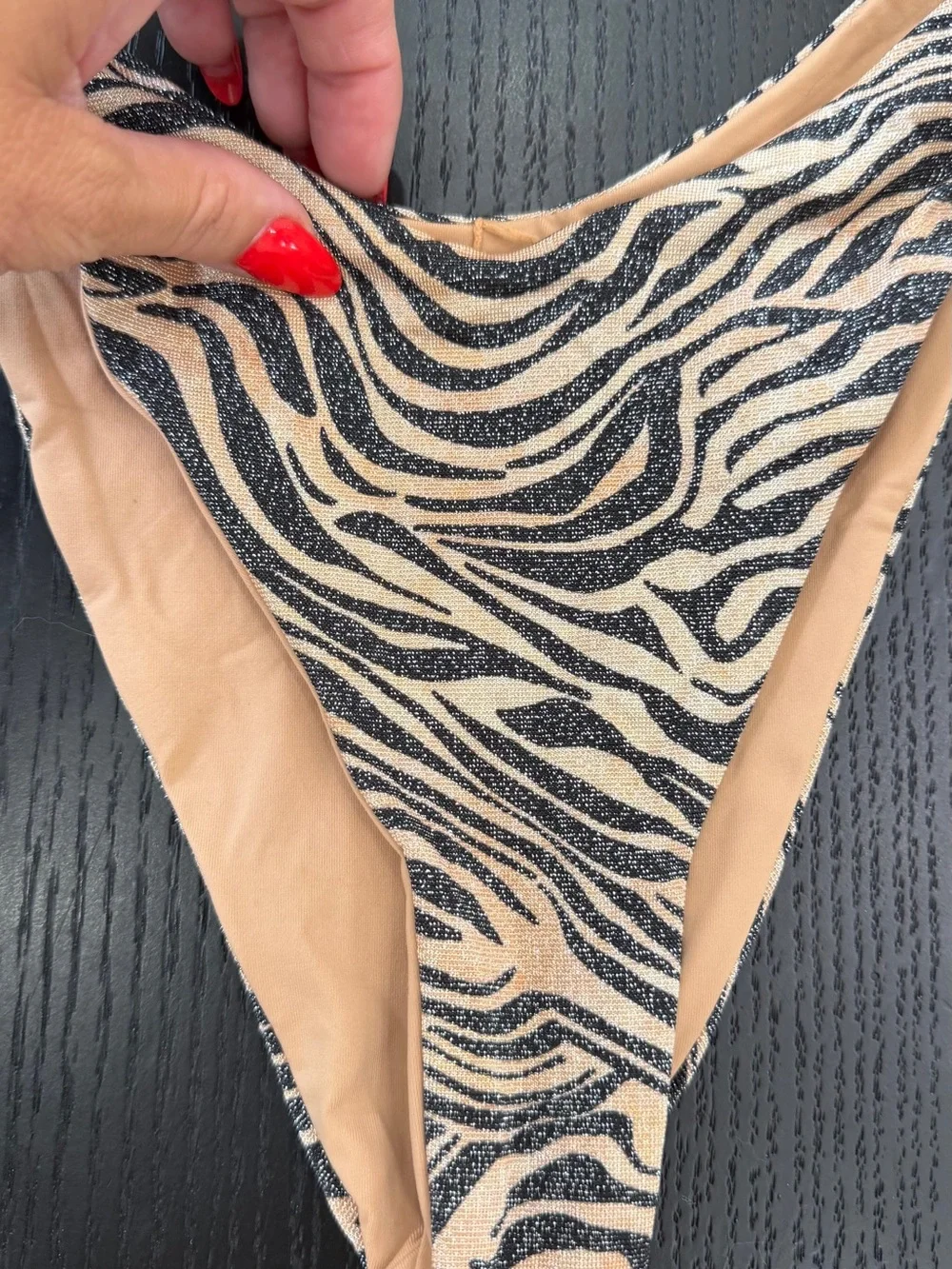 l*space Zebra-Print Bikini Bottoms in Neutral & Black